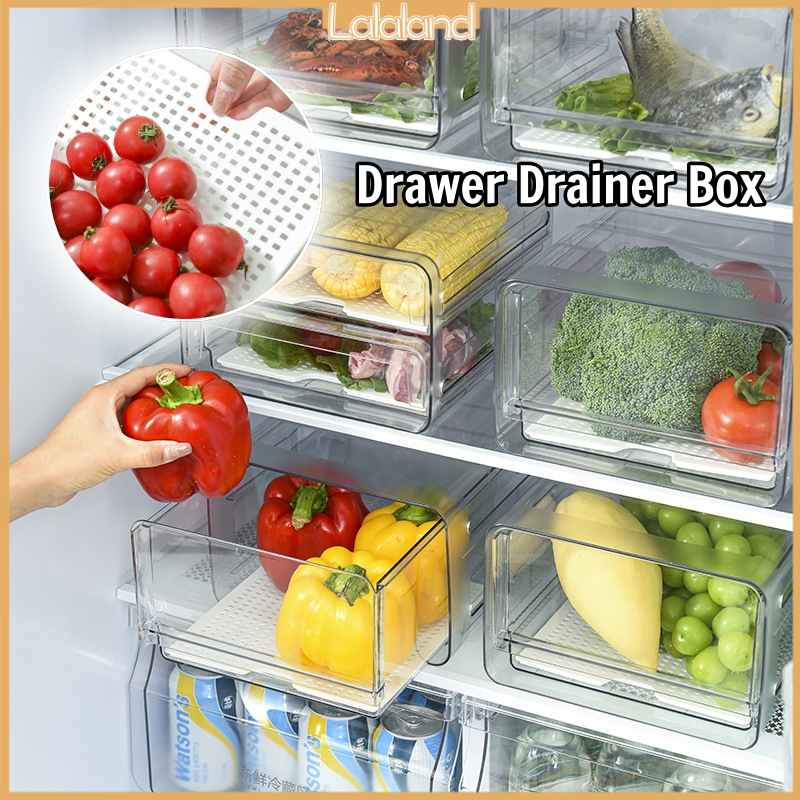 Food Storage Drawer with Drain Tray Heavy-Duty Multifunctional Fresh ...