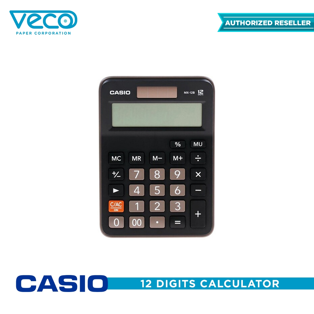 Casio Basic Calculator 12-Digit Display Essential Functions Compact ...