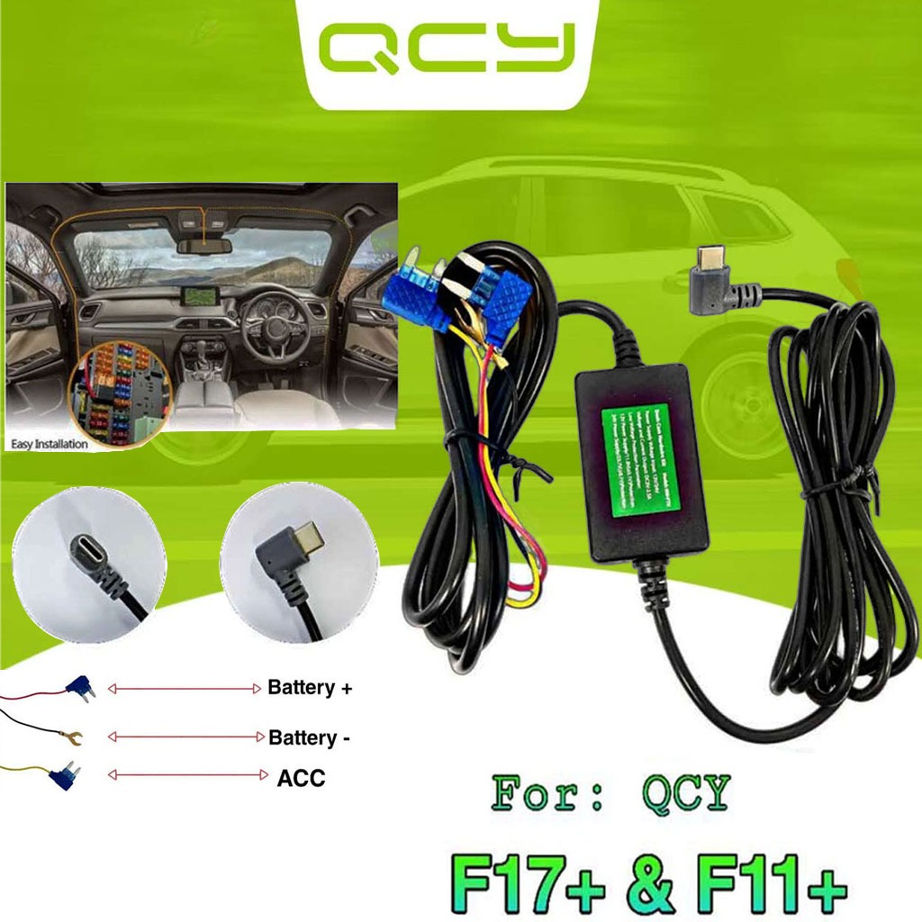 TYPE-C 12V/24V HARDWIRE KIT FOR QCY NEW F11+ AND F17+ Dash Cam HardWire ...