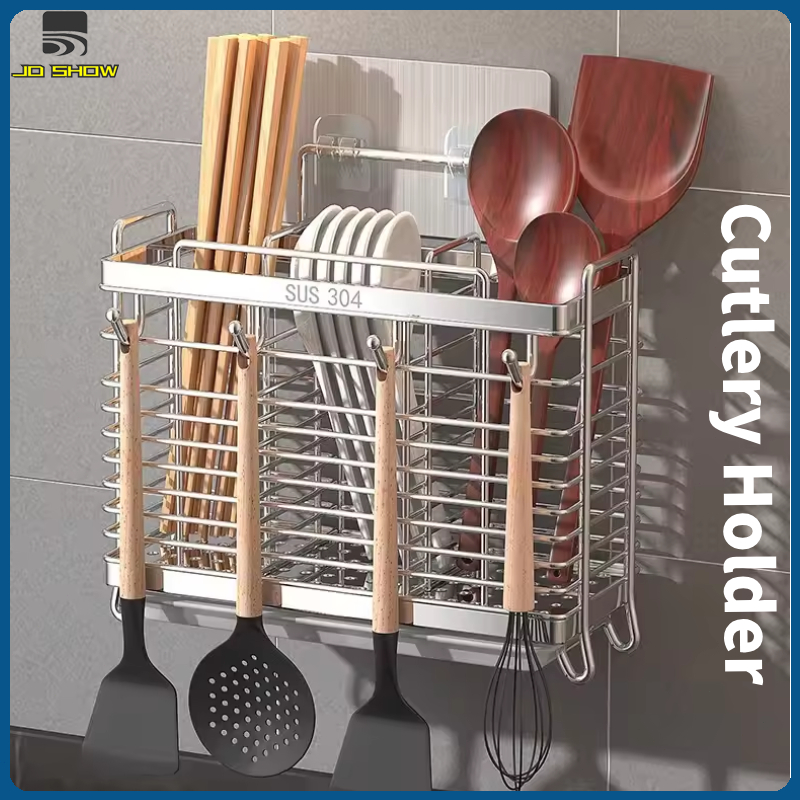 Wall-Mounted Knife Holder Kitchen Rack Cutlery Chopstick Drainer Holder ...