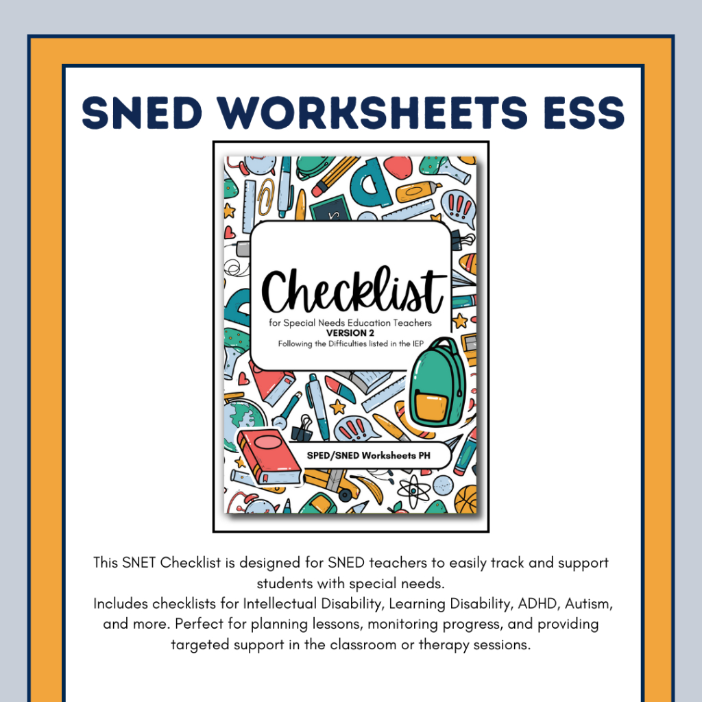 SNET Checklist for SNED Teachers: Comprehensive, Practical, and Easy-to ...