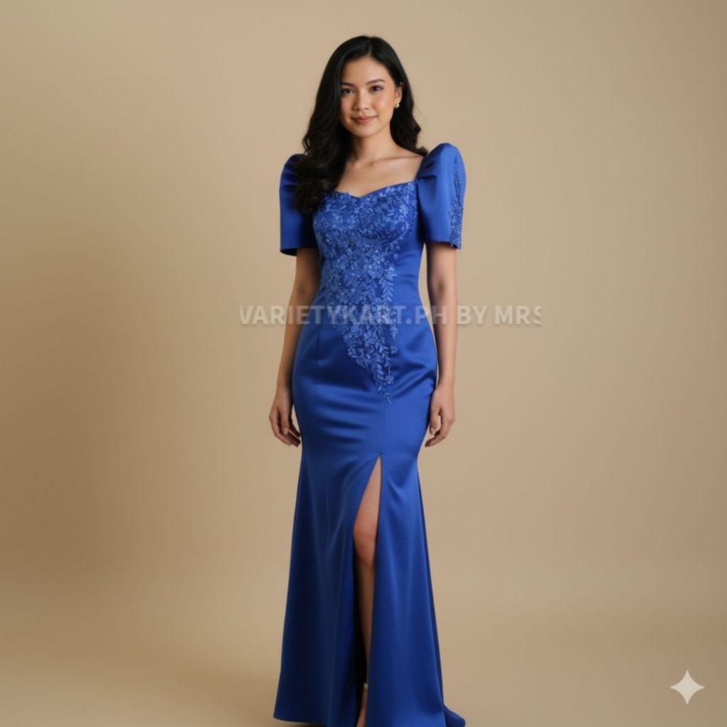 Filipiniana Dress - Long Gown Royal Blue CODE P45 | Shopee Philippines
