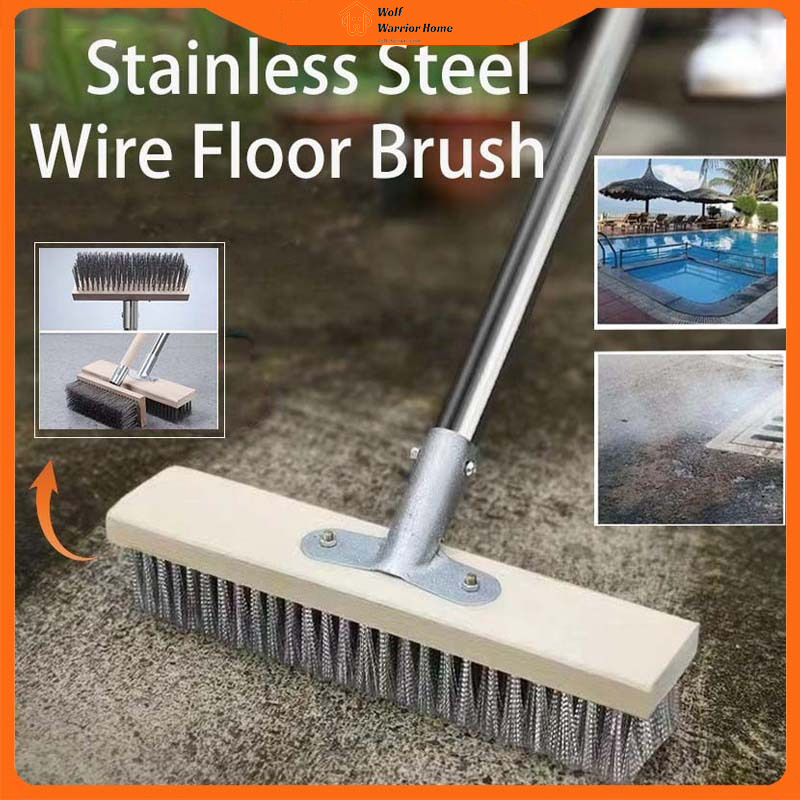 Floor Scrub Wire Brush heavy duty metal Stainless Steel Brush with long ...