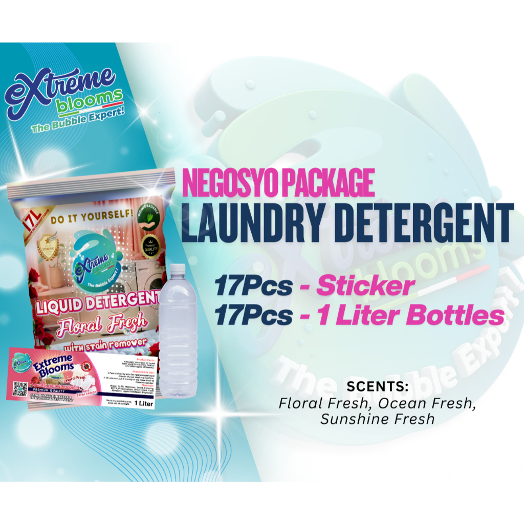 EXTREME BLOOMS NEGOSYO Liquid Detergent Kit 17 Liters Yield/ 2 SETS PER ...
