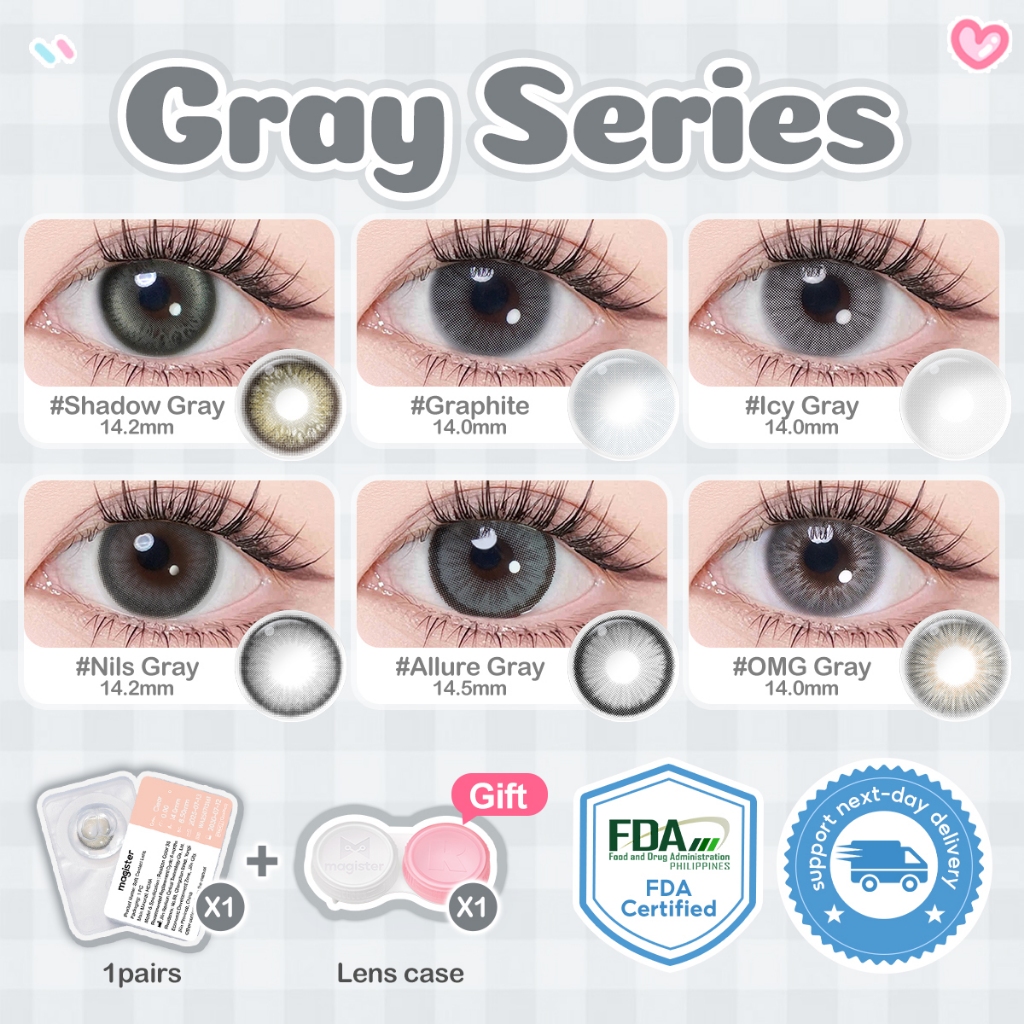 Magister Gray Contacts Lenses With Grade Natural Look 14mm-14.5mm 1Pair ...