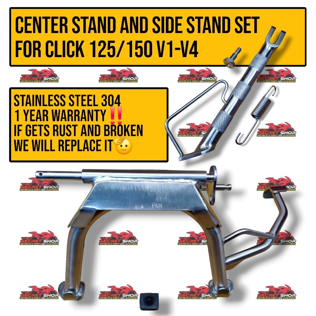 CENTER STAND AND SIDE STAND FOR CLICK 125/150 V1 V2 V3 V4 Stainles CNC ...