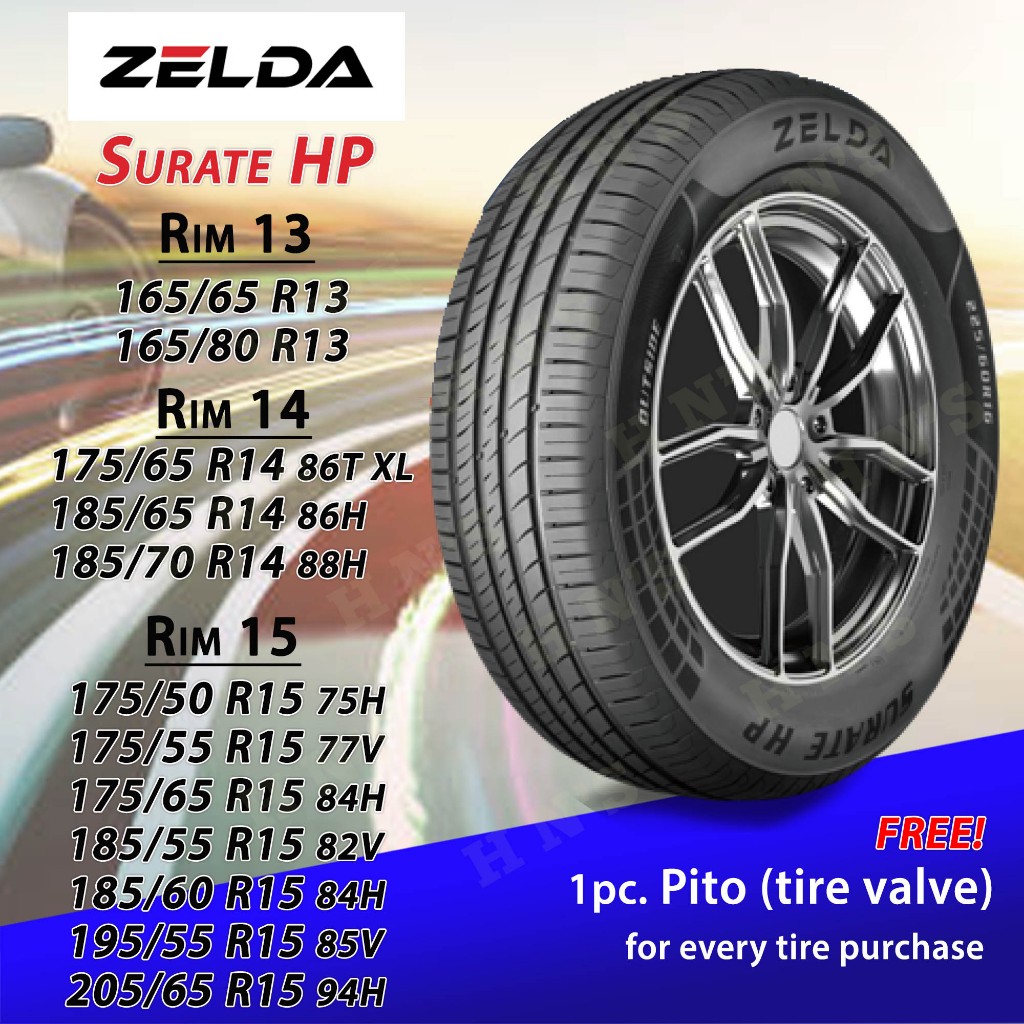 Zelda Surate HP Tires RIM 14/15 RIM14 175/65 R14, 185/65 R14, 185/70 ...