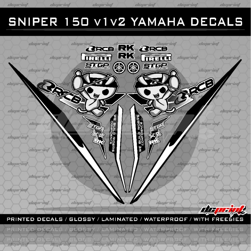 Sniper 150 Version 1&2 Yamaha Decals Laminated Vinyl Stickers Set ...