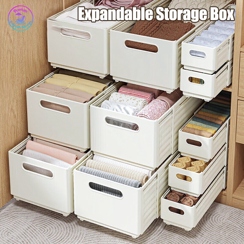 Stackable Plastic Retractable Storage Box Adjustable 28-48 CM Wardrobe ...