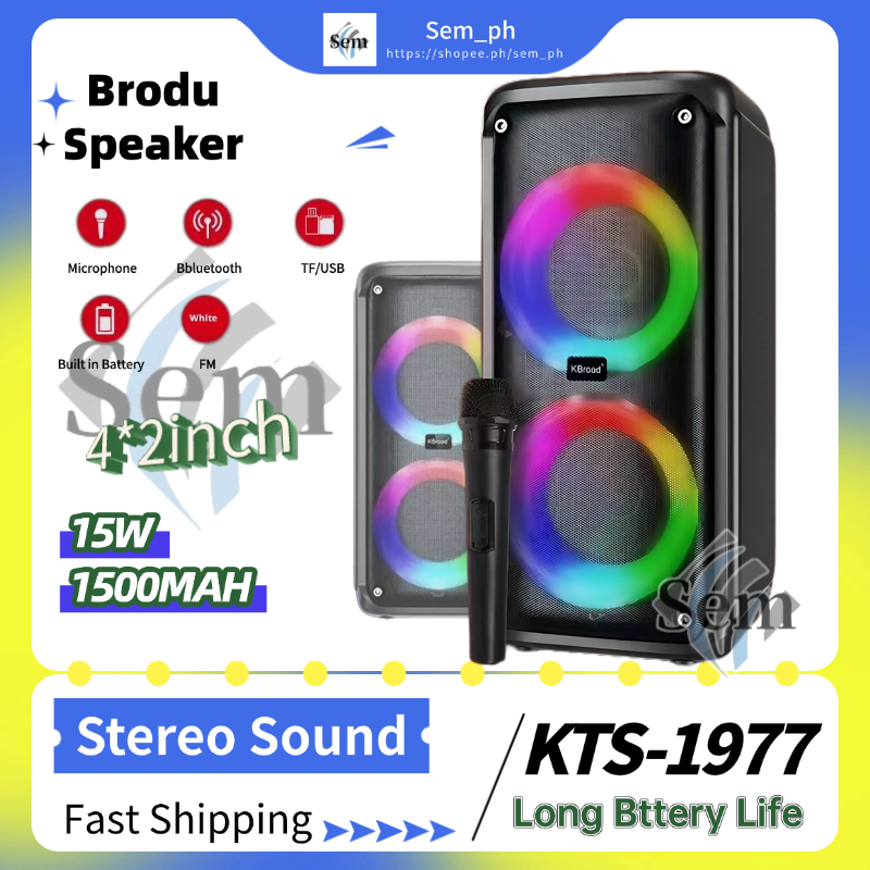 RGB Lights Wireless Bluetooth Karaoke Speaker with Free Mic Multicolor ...