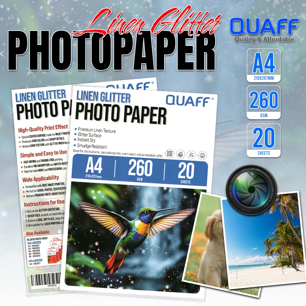 Quaff Linen Glitter Photo Paper 260gsm Inkjet Photo Paper No Back Print ...