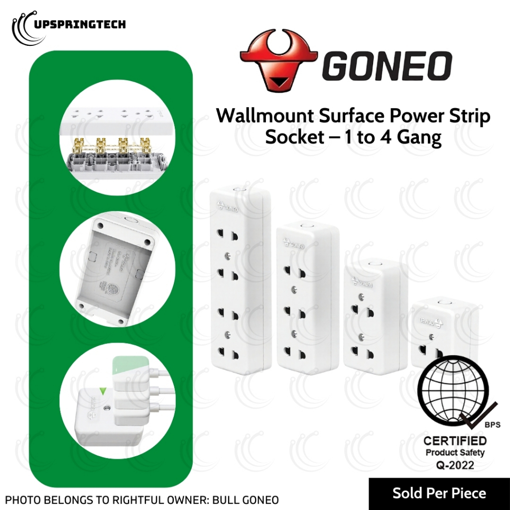 Bull / Goneo Wallmount Surface Power Strip Socket – 1 to 4 Gang | 10A ...