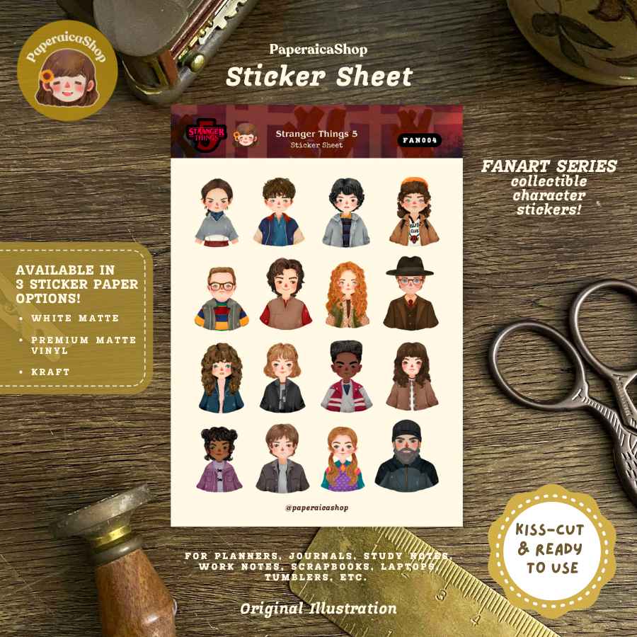 Stranger Things 5 Sticker Sheet, Stranger Things Stickers, ST Stickers ...