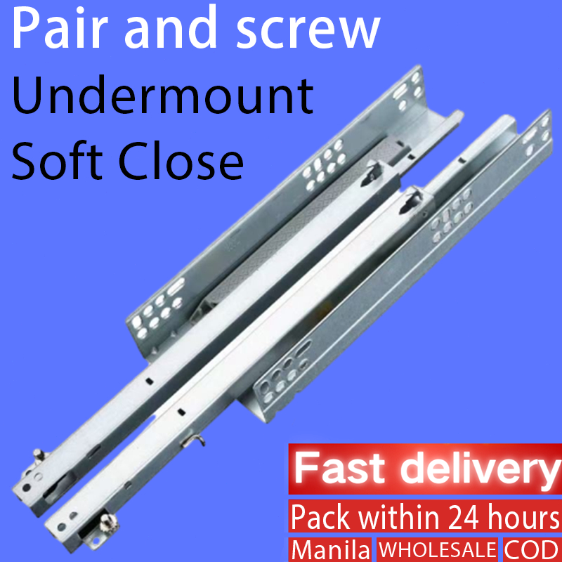 Undermount Drawer Guide Hydraulic Soft Close 2 FOLD Hidden type(2 pcs ...