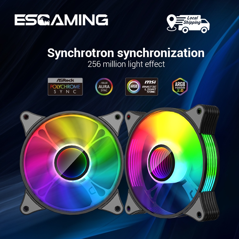 ESGAMING 120MM PC RGB Fan Computer Case Fan Cooling Ring CPU Heatsink ...