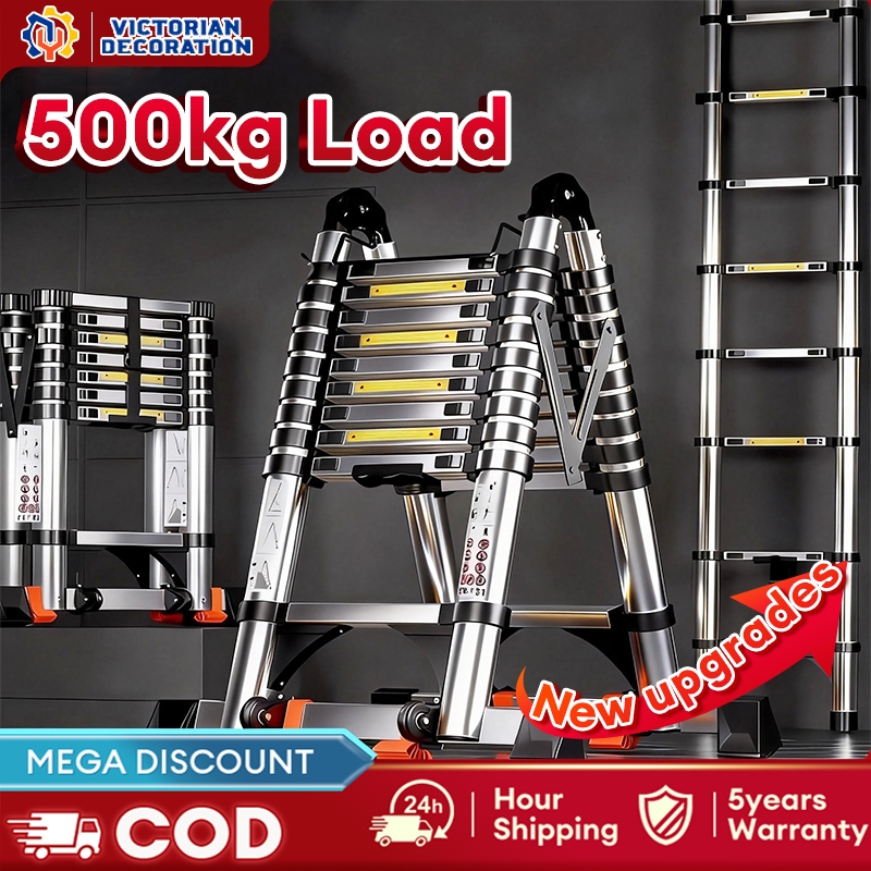Telescopic Ladder Heavy Duty Foldable Aluminum Step Straight Ladder ...