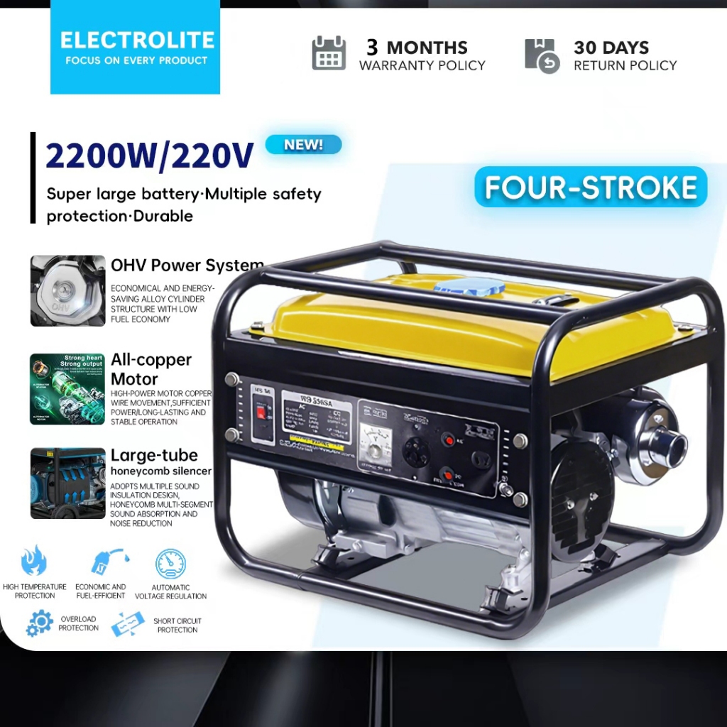 Gasoline Generator Portable 4-Stroke 220V Household Home Outdoor Small ...