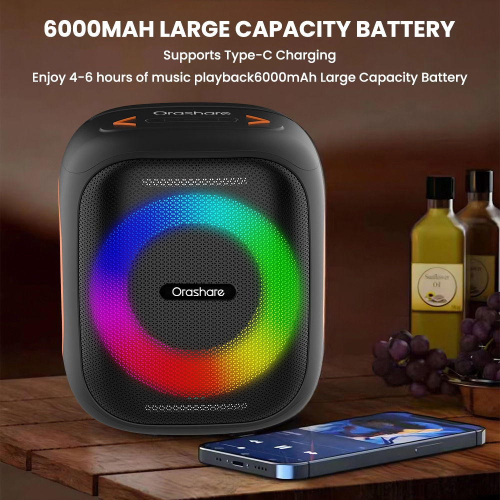 Orashare BSH03 40W Karaoke Bluetooth Speaker With Dual Wireless Mics ...