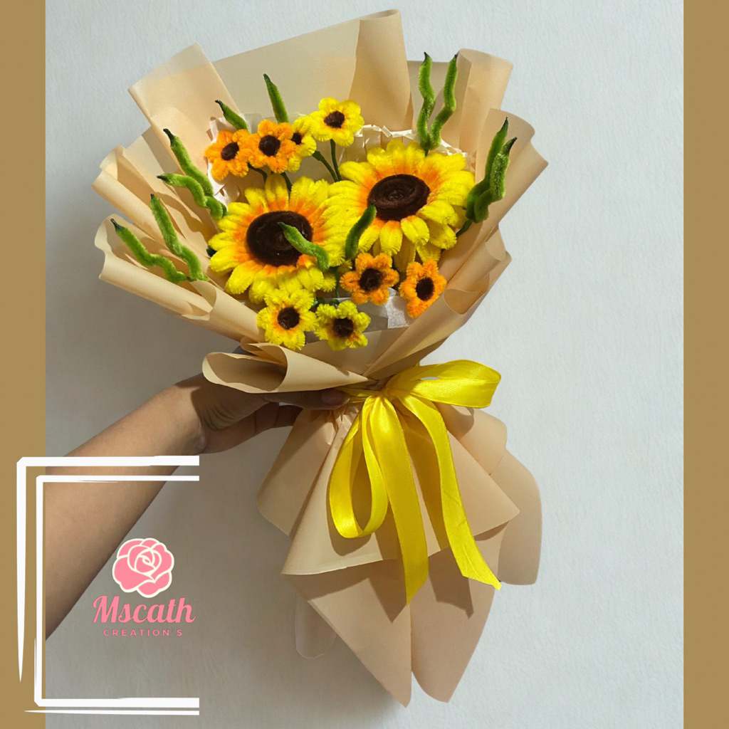 Sunflower / Gerbera Fuzzy Wire Flower Bouquet | Shopee Philippines