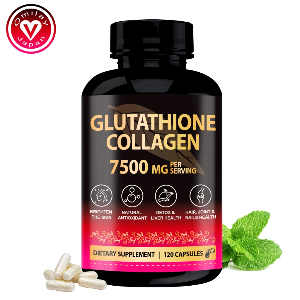 Omilay 7500MG Glutathione Collagen Glow Capsule Brighten The Skin Reduce  Wrinkles Supplements