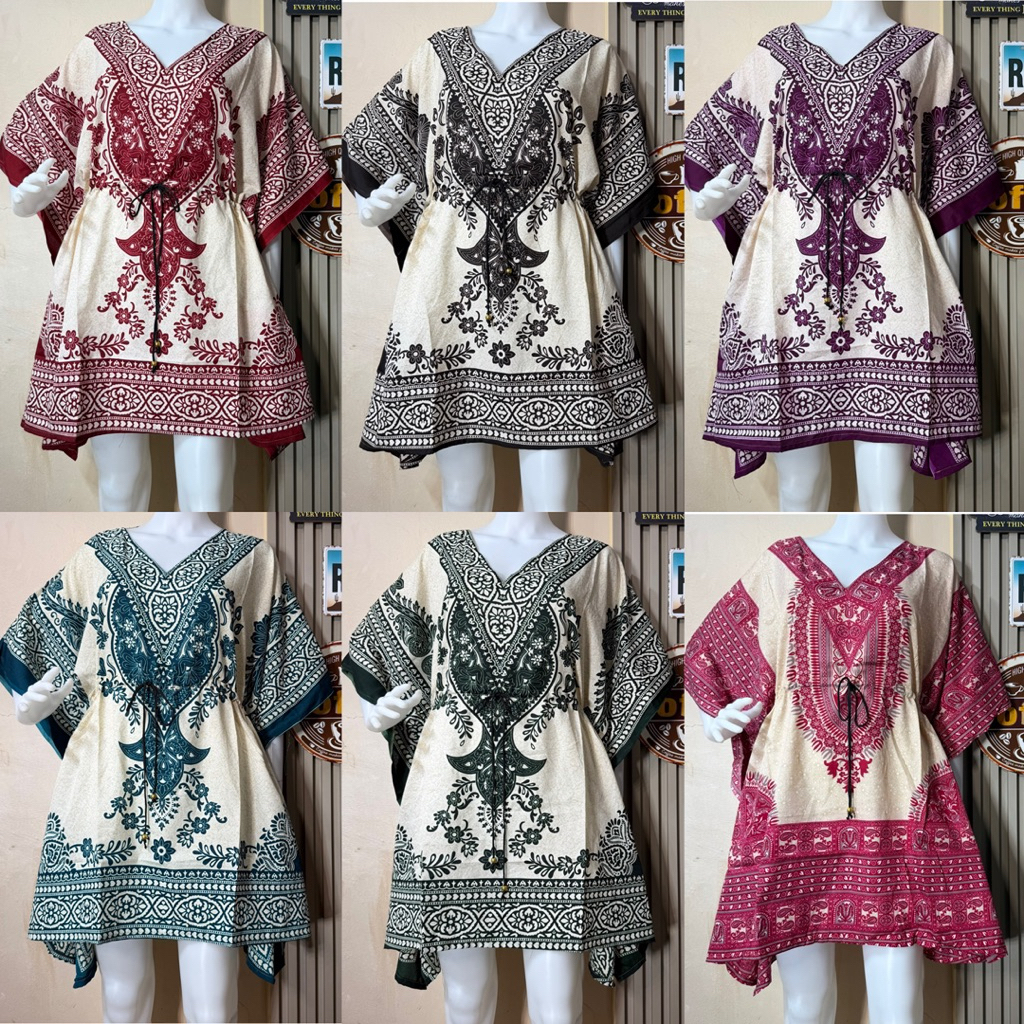 Kaftan mini dress short kaftan daster plus size fit to L-2xl | Shopee ...