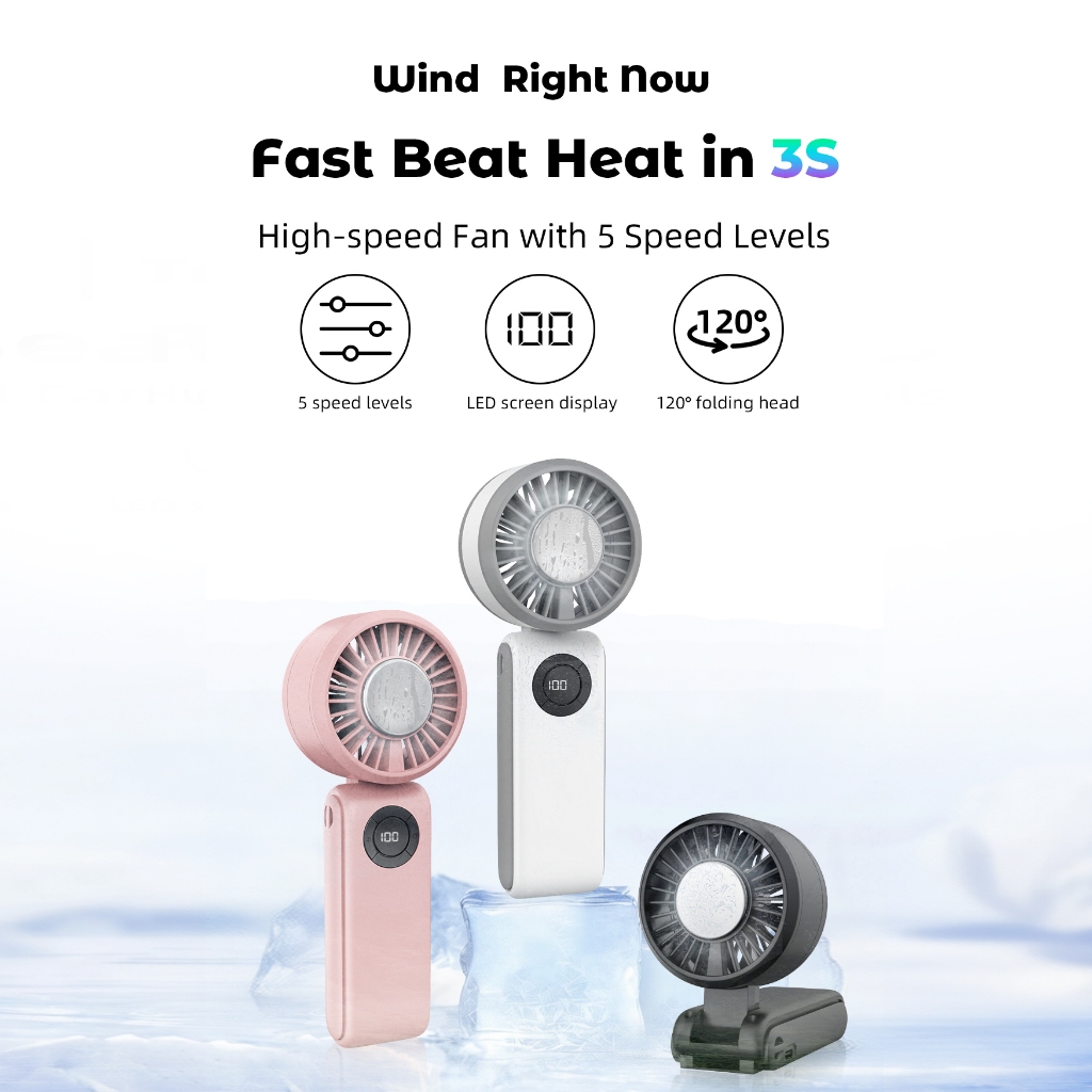 Mini Fan 4000mAh High Speed Pocket Fan Boost Wind Rechargeable Handheld ...