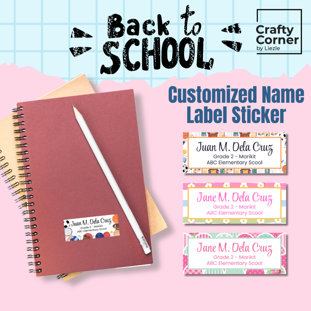 NAME LABEL STICKER 12 PCS (Name, Grade-Section, School/ Customized ...