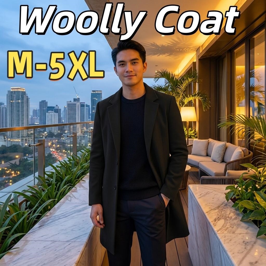 American ang korean coat for men style trendy slim mid-length casual ...