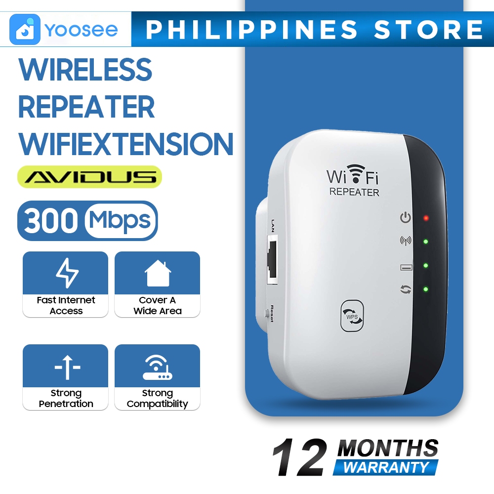 AVIDUS WiFi Repeater 300Mbps Network Signal Extender Booster Wifi Range ...