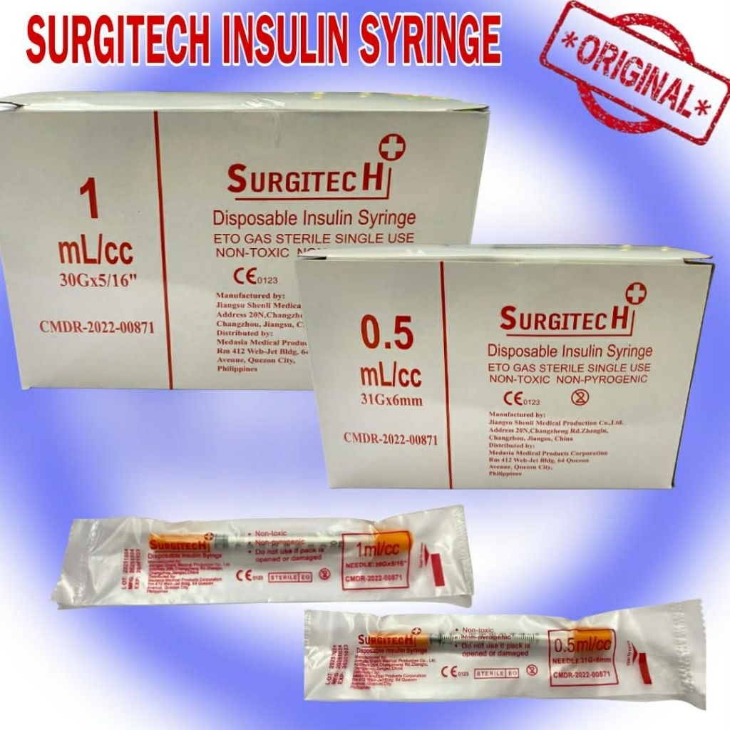 Insulin Syringe 1cc and 0.5cc by Surgitech (100pcs/Box) | Shopee ...