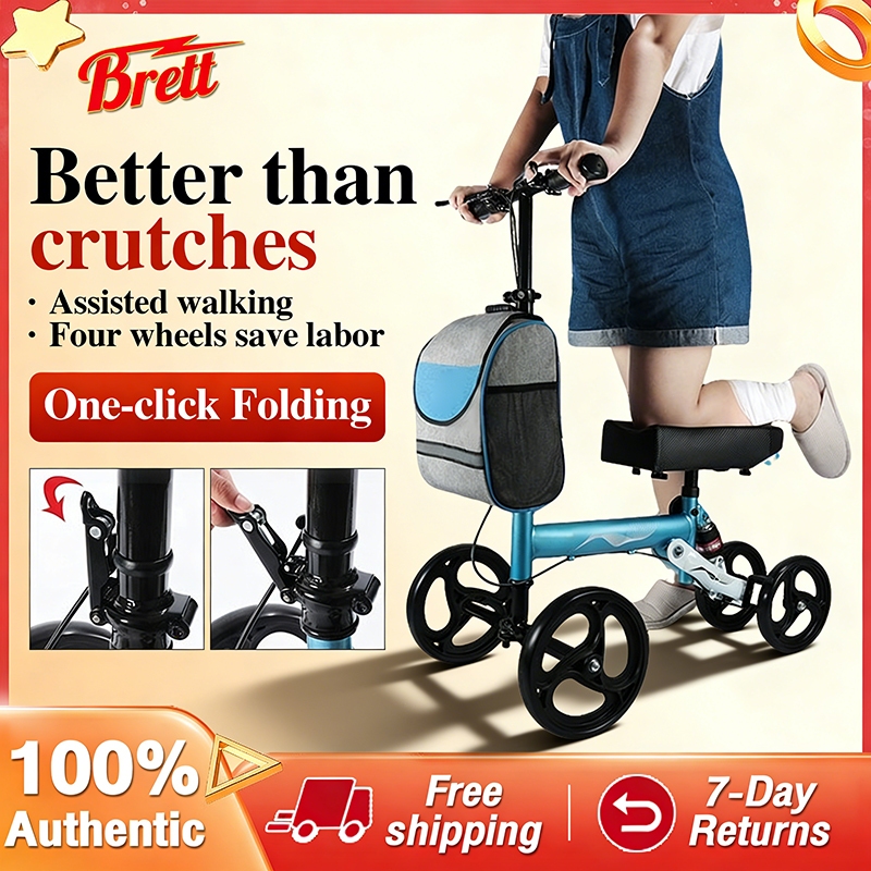Foldable portable four-wheel walker-for training assistance - knee ...