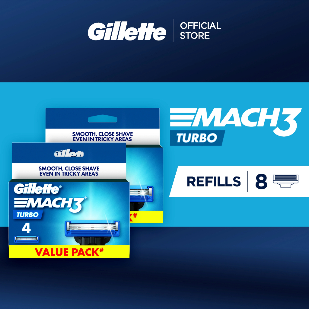 Gillette Mach 3 Razor Blade 4 Turbo Refills Duo | Shopee Philippines