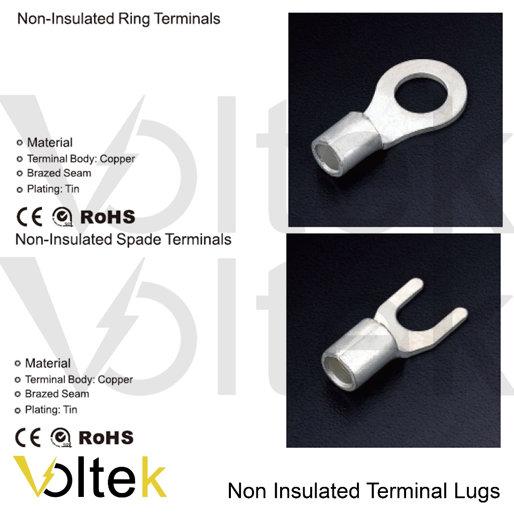 Non Insulated Terminal Lug Copper body tin plating R or Y type Crimp ...