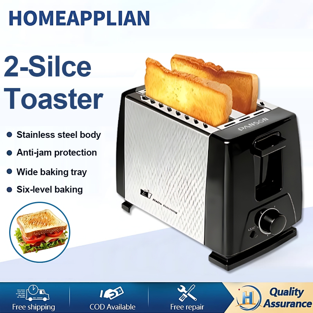JF 2 Slice Wide Slot Kitchen Bread Toaster Electric Breakfast Machine ...