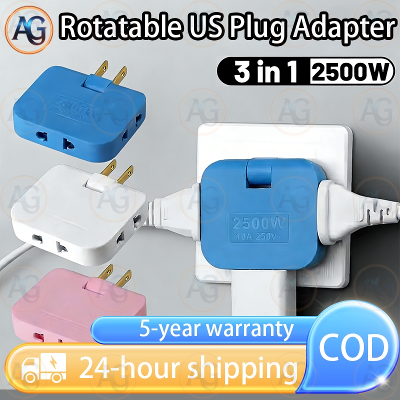 3 in 1 kitchen Rotatable Socket Converter 2500W Extension Plug 3 Way ...