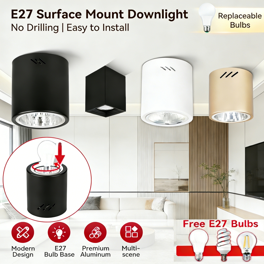 LED Downlight Replaceable E27 Bulb Surface Mounted Pin Light Ceiling ...