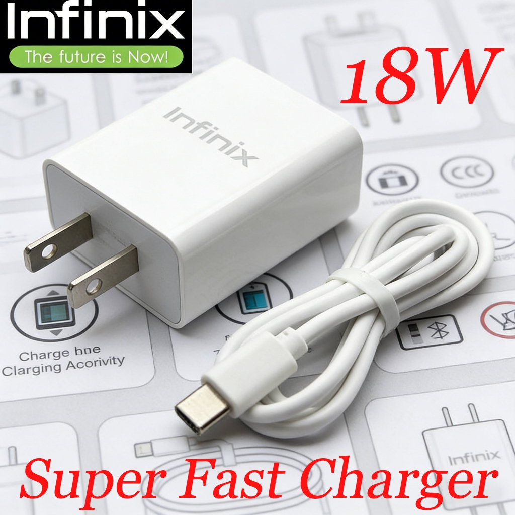 INFINIX Charger Super Fast Charger 18W Micro USB/Type-C Cable 2In1 ...