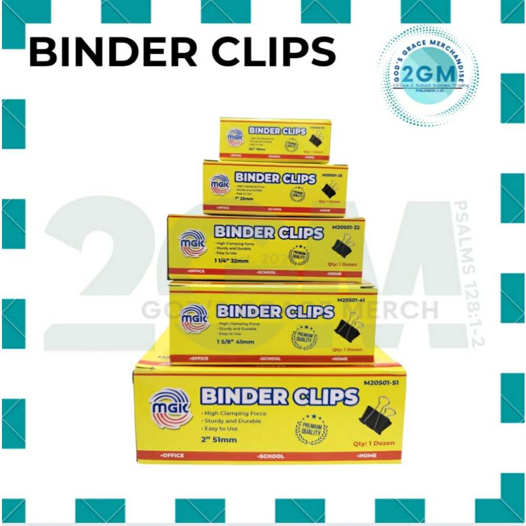MGK BINDER CLIPS, COLOR: BLACK, 12 PCS/BOX, SIZES: 3/4