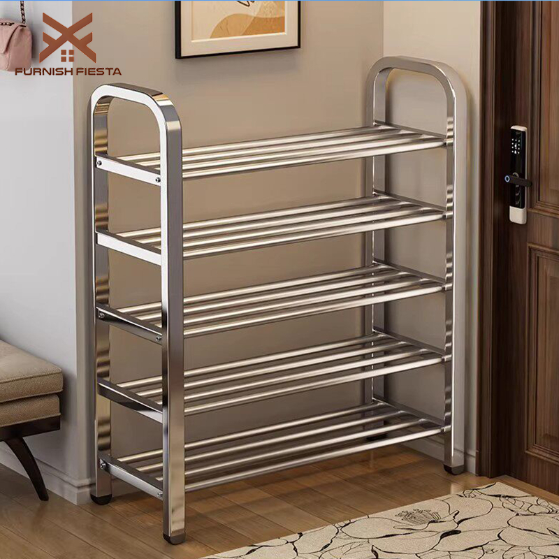 FURNISH FIESTA Stainless Steel Shoe Rack Heavy Duty Metal Shoe ...