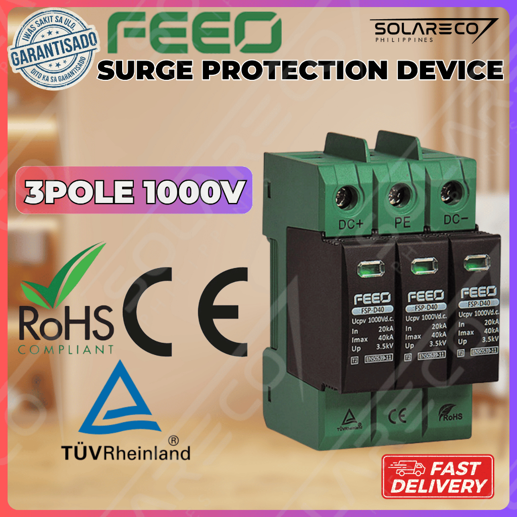 FEEO DC SURGE PROTECTION DEVICE 3P 1000V / Solar PV or Industrial Use ...
