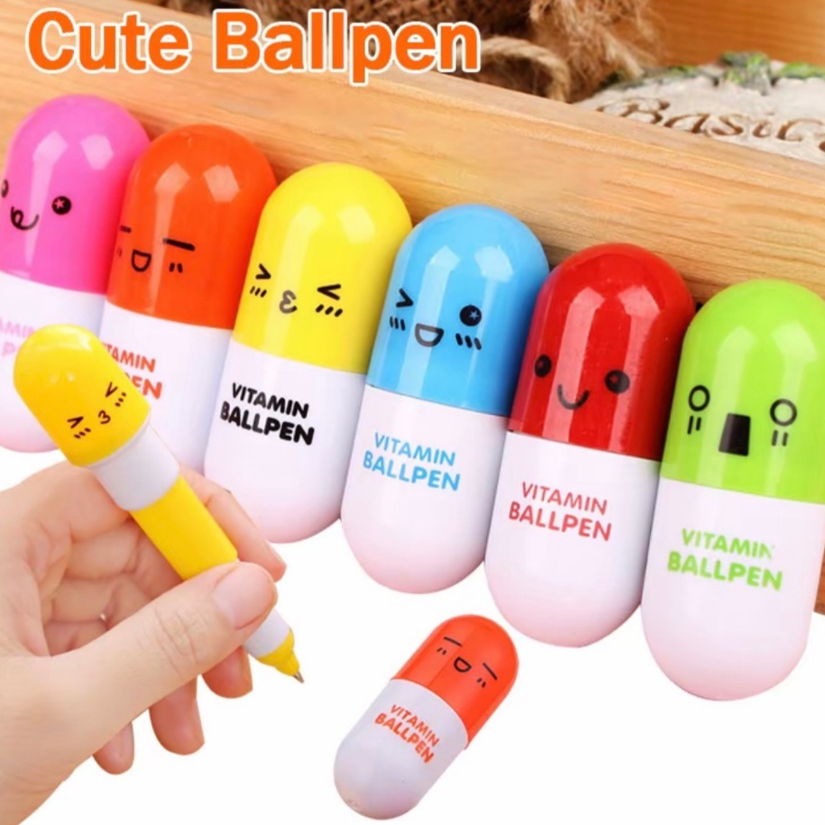 10/50PCS Creative Cute Ballpen Emoji Fold Pen Pills Capsule Shaped ...