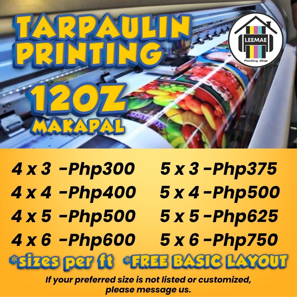 LEEMAE TARPAULIN PRINTING 4ft & 5ft -12oz thickness Tarpaulin Signage ...