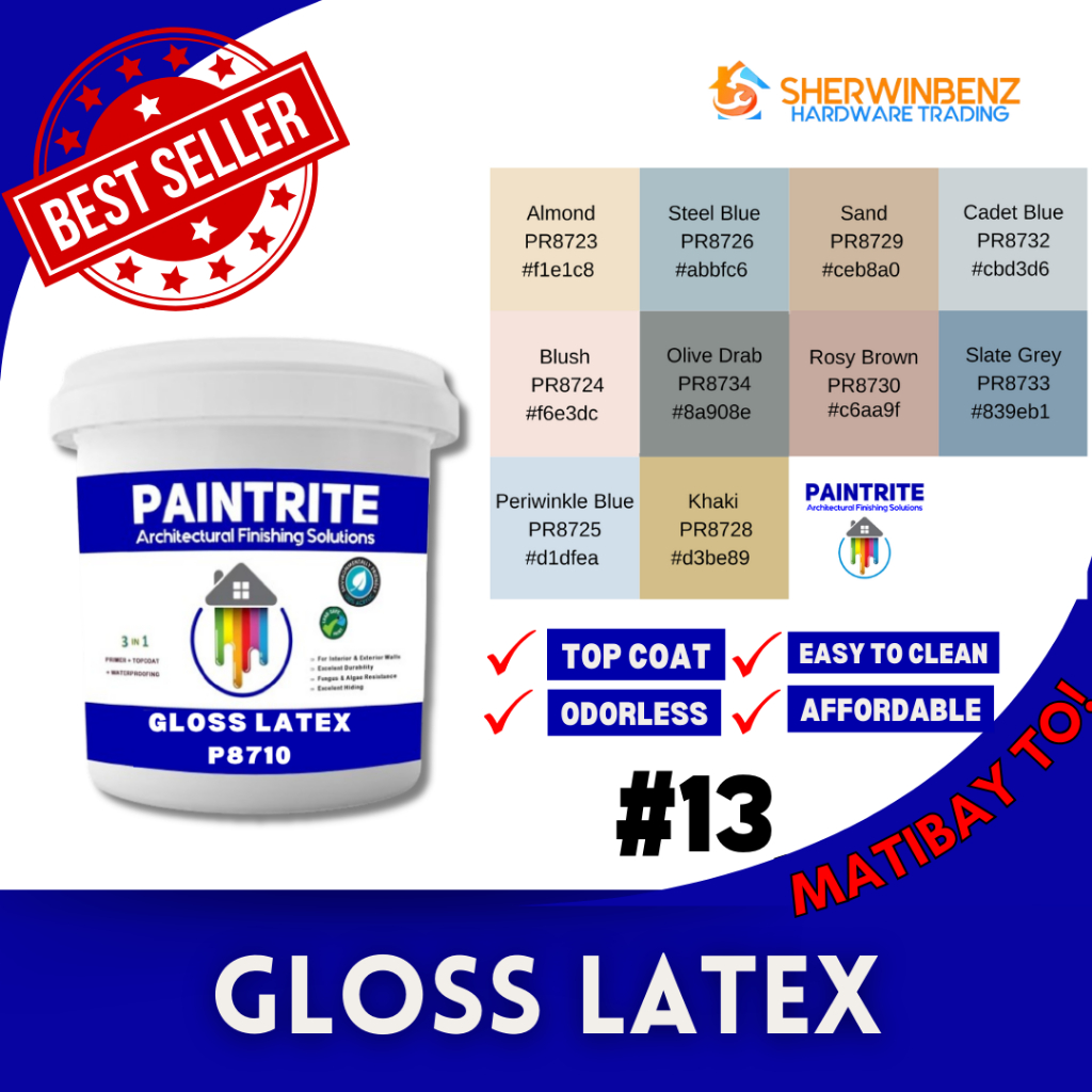 Paintrite Gloss Latex Paints // 1 Liter // Color Palette #13 | Shopee ...