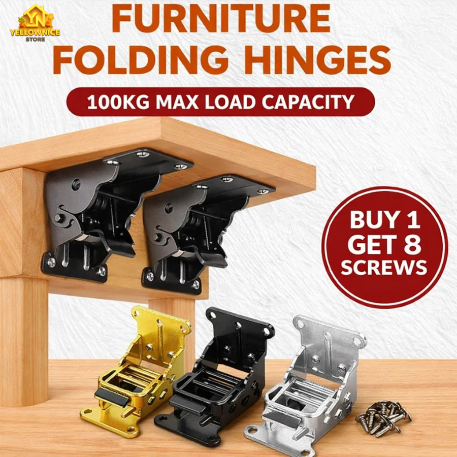 2PCS Furniture Folding Hinge Heavy Duty Self Lock Hinge 90 Degree Table ...