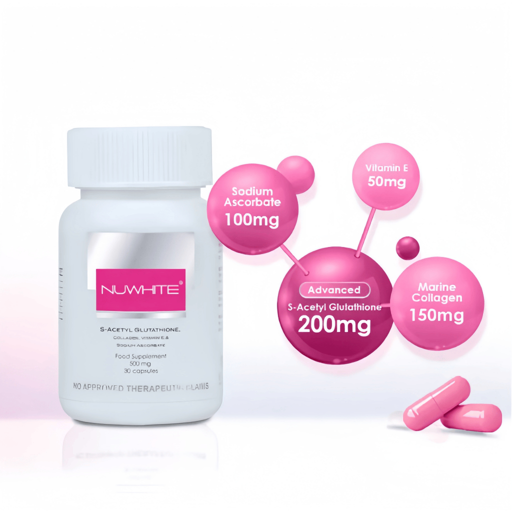 nature glutathione Nuwhite S-Acetyl Glutathione Supplement 30 Capsules Advanced Antioxidant  for Healthy Skin Whitening