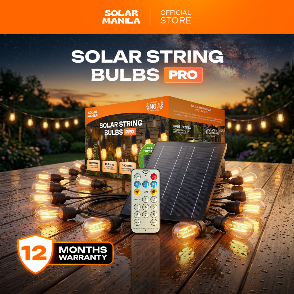 SOLAR MANILA Solar String Bulbs Pro | S14 Edison | 2400mAh | Remote ...