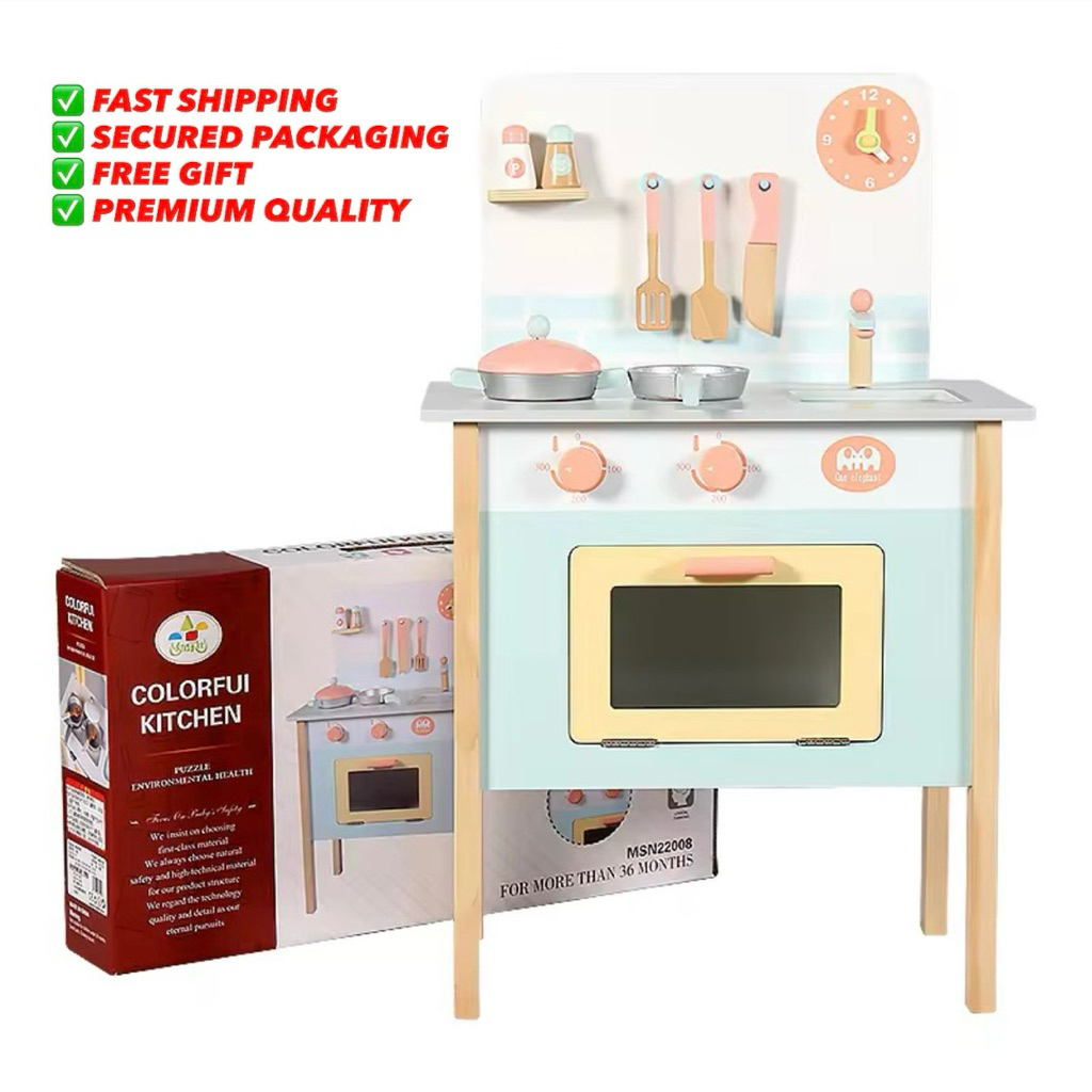 Wooden Kitchen Play Set for Kids | Montessori Pretend Play Cooking Toy ...