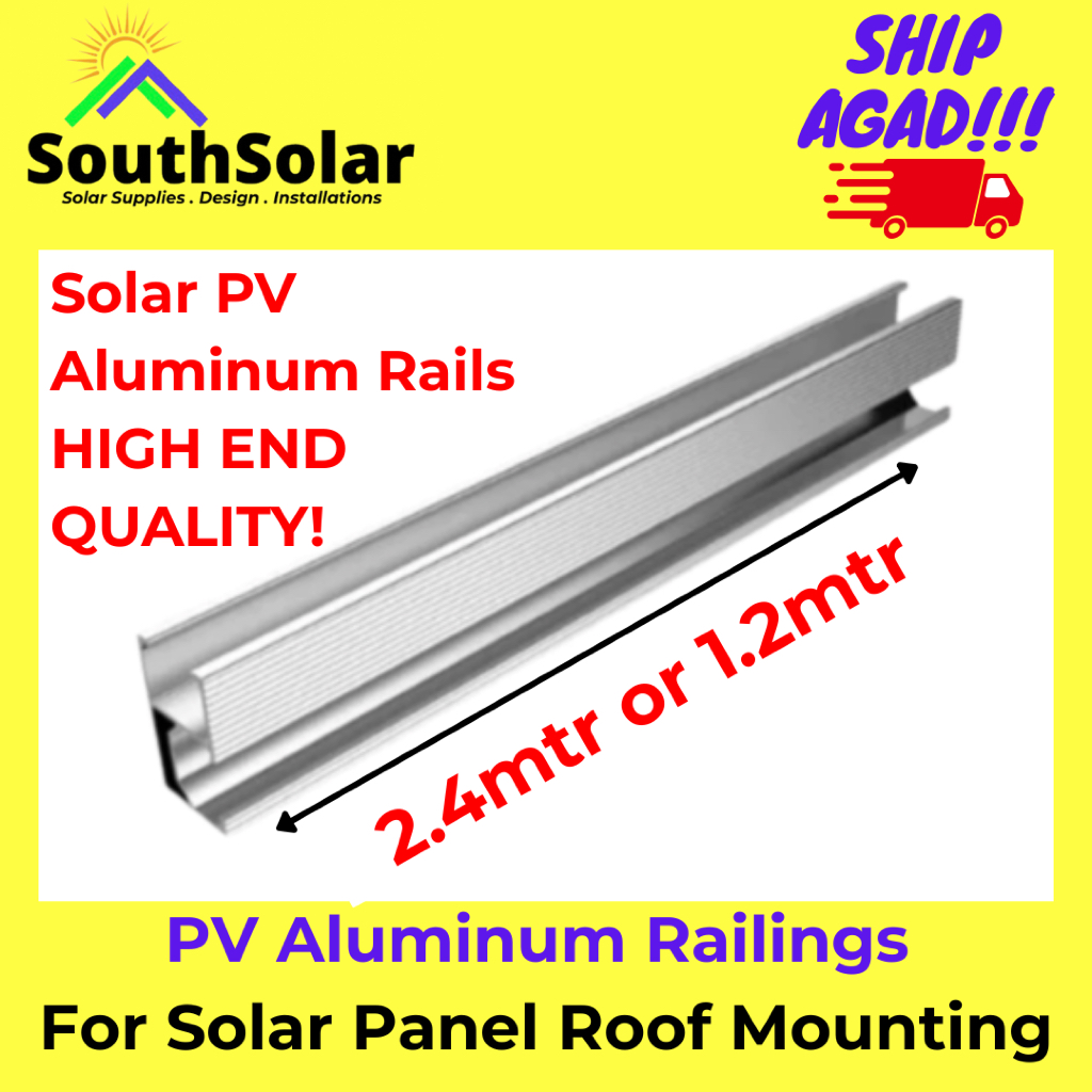 PV rails 1.2m 2.4m aluminum railing for solar mounting Lfoot midclamp ...