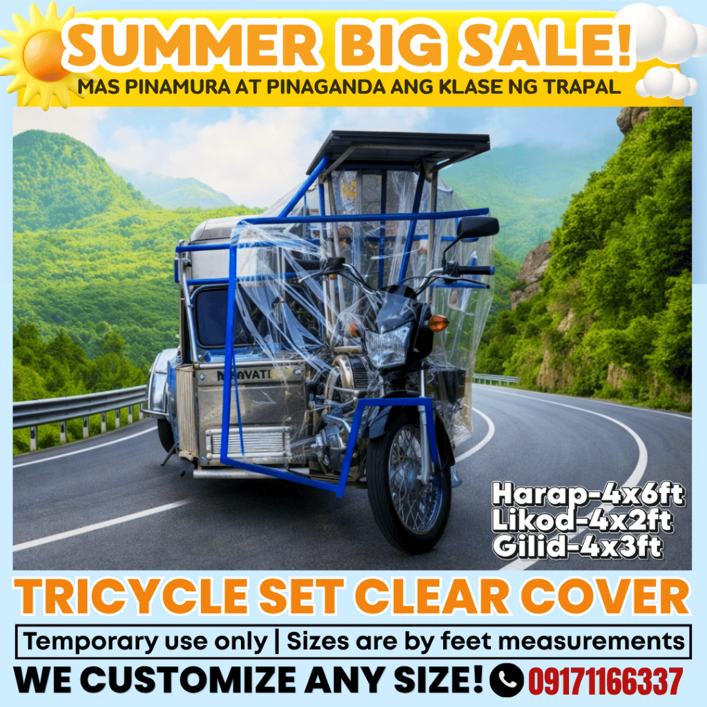 Tricycle Transparent Trapal Pang harap gilid likod with edges pang ...