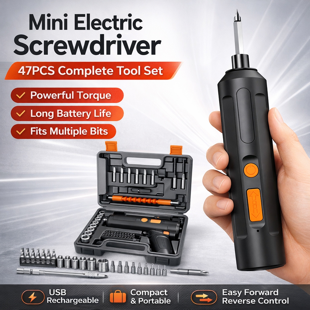 Mini Electric Screwdriver 47pcs Multi-function Set Smart Cordless Tools ...